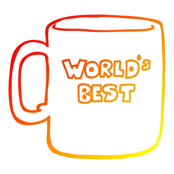 Caliente gradiente línea dibujo mundos mejor taza — Vector de stock