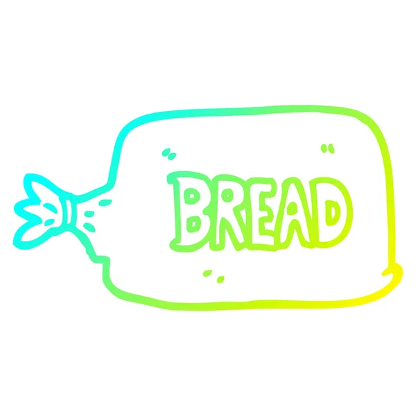Cold gradient line drawing cartoon bread in bag — Stock Vector