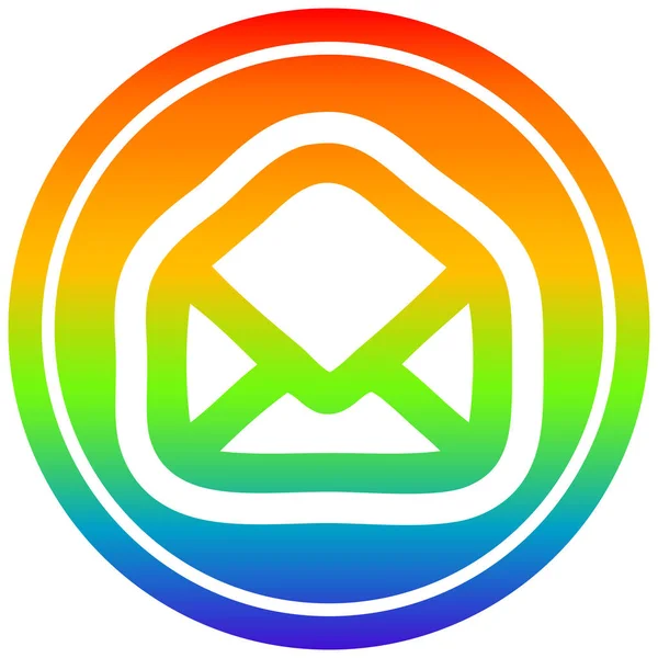 Carta envelope circular no espectro do arco-íris — Vetor de Stock