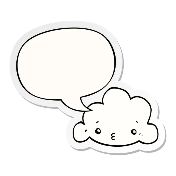 Mignon nuage de dessin animé et de la parole bulle autocollant — Image vectorielle