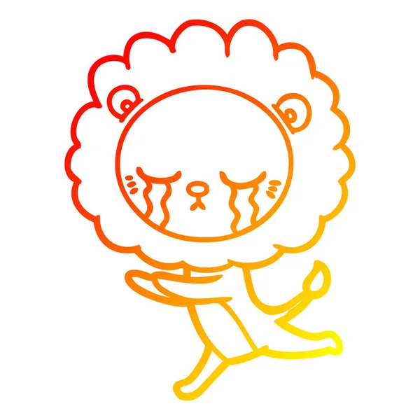 Chaud gradient ligne dessin pleurer dessin animé lion — Image vectorielle