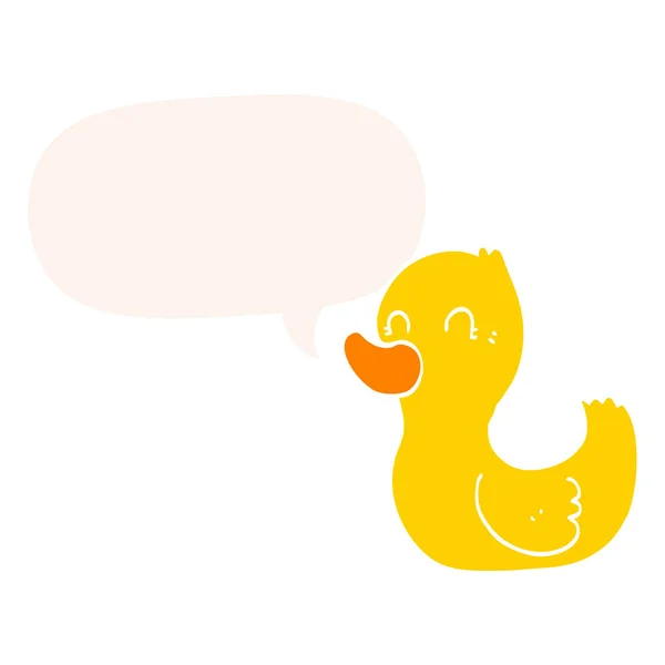 Kreslená kachna a řečová bublina v retro stylu — Stockový vektor