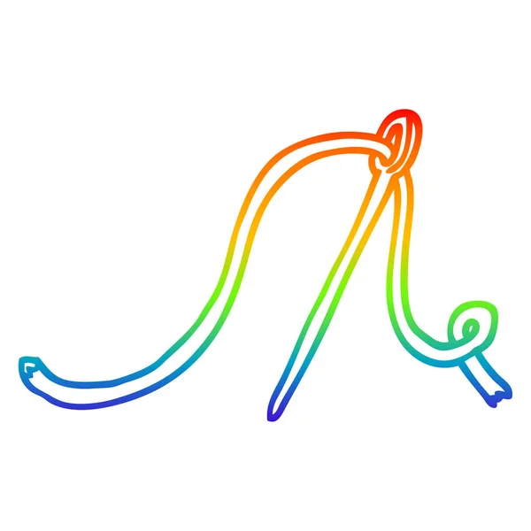 Linea gradiente arcobaleno disegno ago del fumetto e filo — Vettoriale Stock