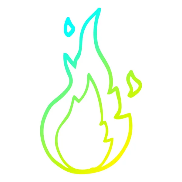 차가운 그라데이션 라인 그리기 만화 불꽃 기호 — 스톡 벡터