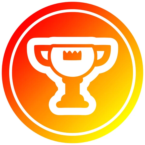 Trophy award circular in hot gradient spectrum — Stock Vector