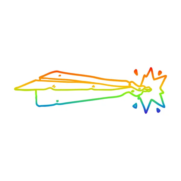 Regenboog gradiënt lijntekening cartoon papier vliegtuig — Stockvector