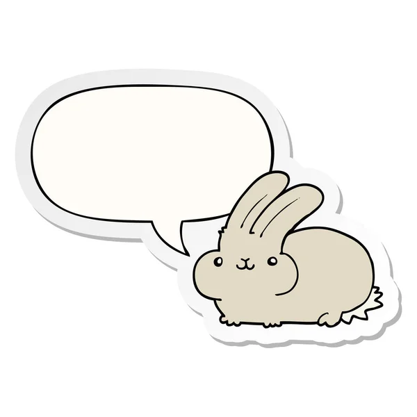 Bande dessinée lapin et bulle de parole autocollant — Image vectorielle