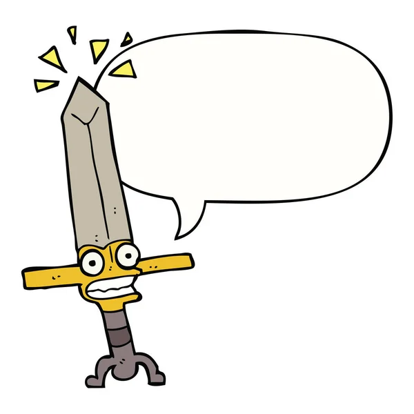 Cartoon Magic svärd och pratbubbla — Stock vektor