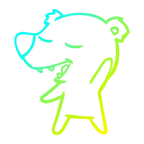 Linha gradiente frio desenho urso dos desenhos animados — Vetor de Stock