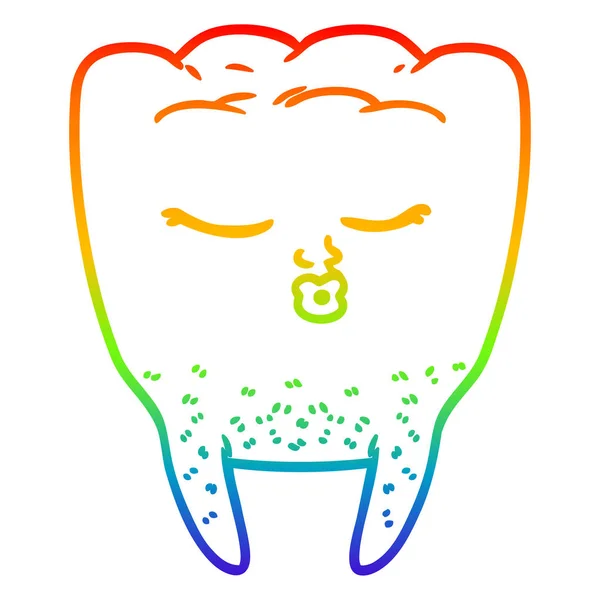 Arco-íris linha gradiente desenho desenho desenho desenho animado dente —  Vetores de Stock