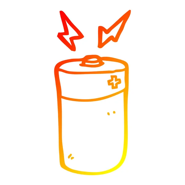 Varm gradient linje ritning Cartoon Battery — Stock vektor