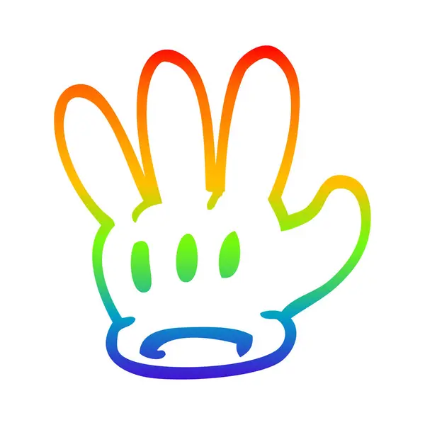 Rainbow gradient line drawing traditional cartoon glove — Stock Vector