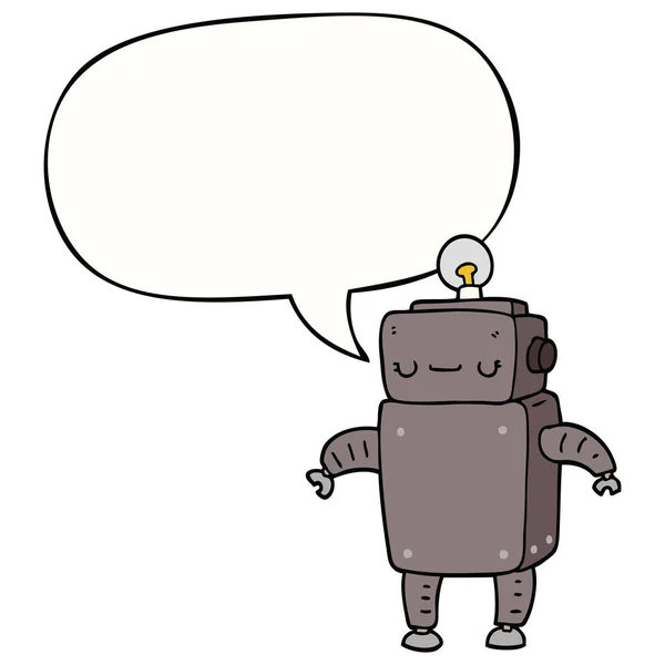 Karikatür robot ve konuşma balonu — Stok Vektör