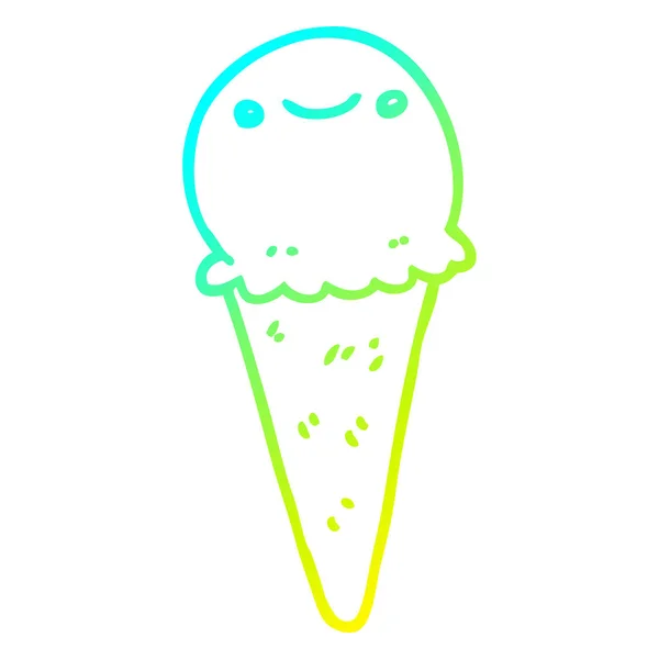 차가운 그라데이션 라인 그리기 만화 아이스크림 — 스톡 벡터