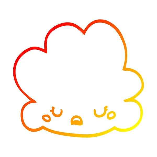 Warm gradient line drawing cute cartoon cloud — Stock Vector