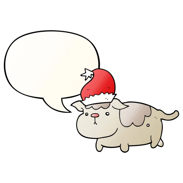 Милый рождественский собачий и речевой пузырь в гладком градиентном стиле — стоковый вектор