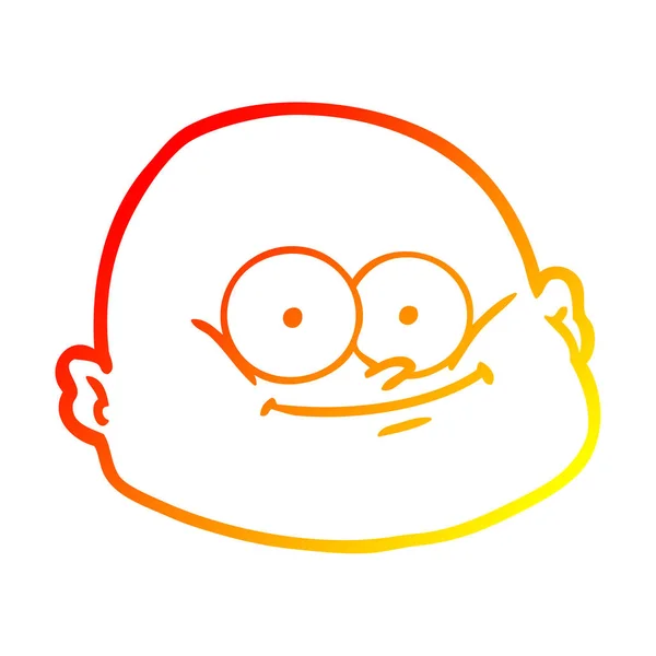 温暖的渐变线绘制卡通秃头男子 — 图库矢量图片