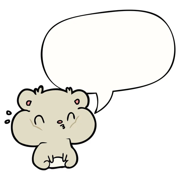 Cartoon-Hamster und volle Wangenbeutel und Sprechblase — Stockvektor