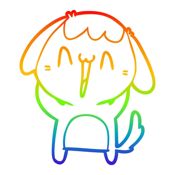 Rainbow gradient ligne dessin chien dessin animé mignon — Image vectorielle