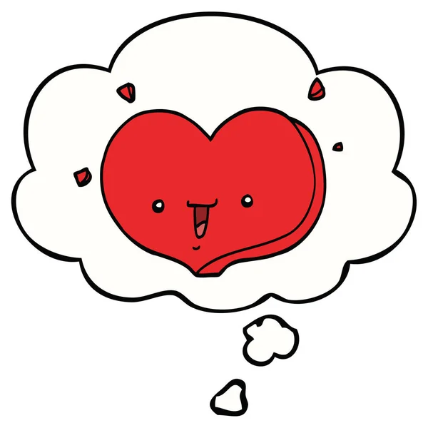 Cartoon happy love hart en gedachte Bubble — Stockvector