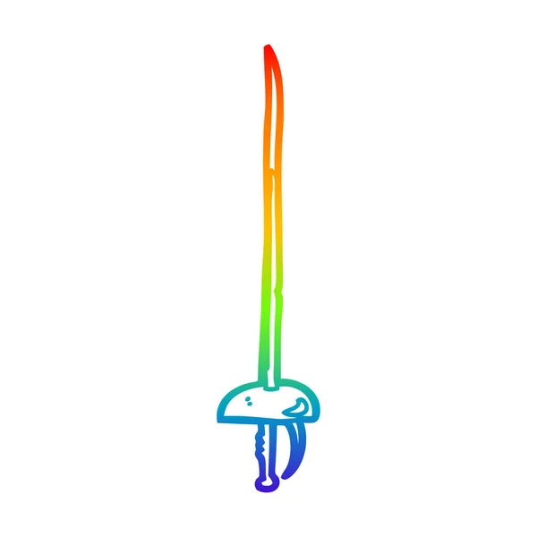 Linea gradiente arcobaleno disegno cartone animato spada — Vettoriale Stock