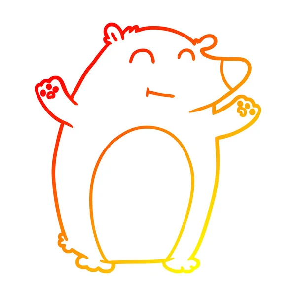 Linha gradiente quente desenho feliz urso dos desenhos animados — Vetor de Stock