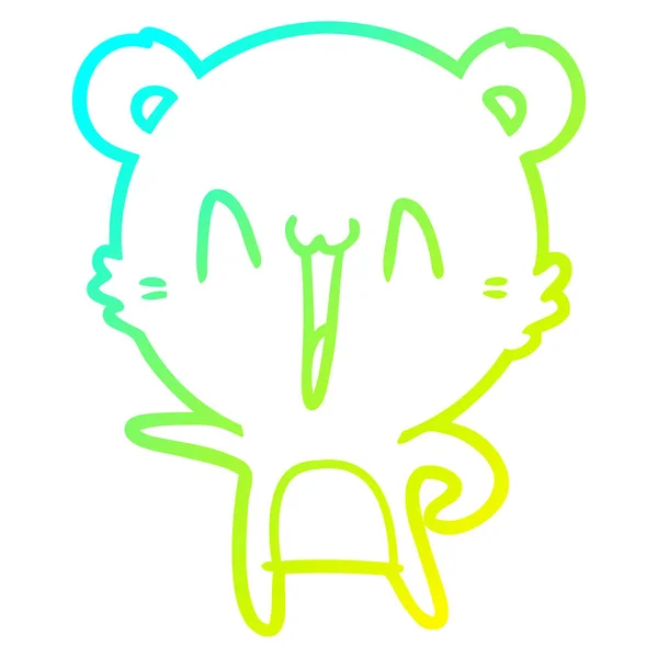 Холодна градієнтна лінія малюнок щасливий ведмідь мультфільм — стоковий вектор