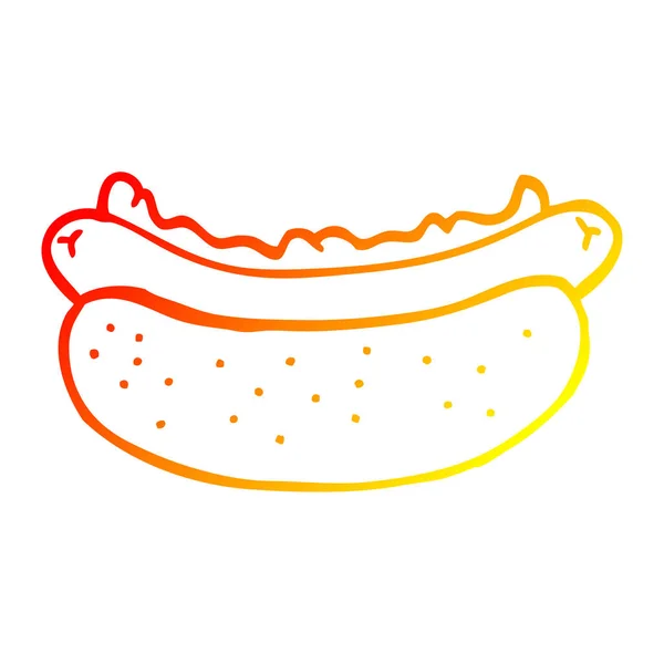 Varm gradient linje ritning tecknad Hotdog — Stock vektor