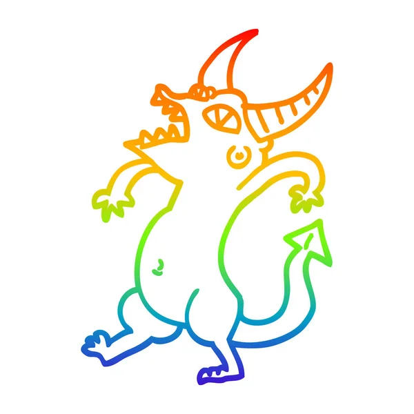 Regenboog gradiënt lijntekening cartoon Halloween monster — Stockvector