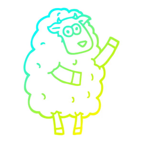 Línea de gradiente frío dibujo de dibujos animados ovejas — Vector de stock