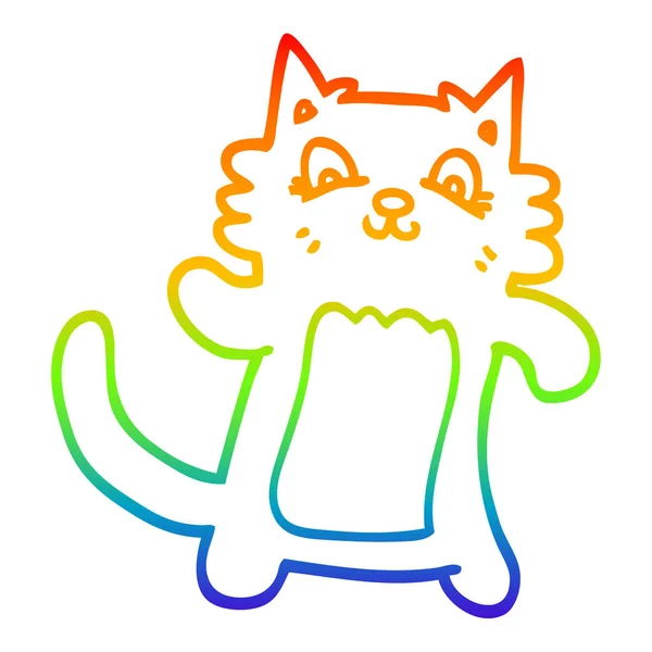 Rainbow gradient ligne dessin dessin animé danse chat — Image vectorielle