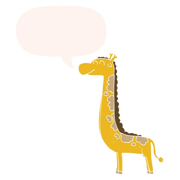 Cartoon-Giraffe und Sprechblase im Retro-Stil — Stockvektor