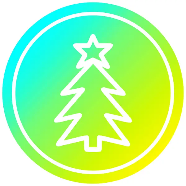 Christmas tree circular in cold gradient spectrum — Stock Vector