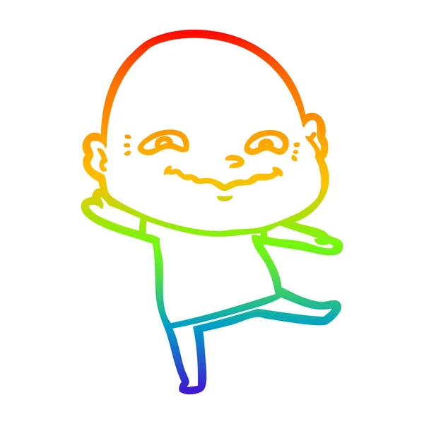 虹のグラデーションライン描画漫画不気味な男 — ストックベクタ