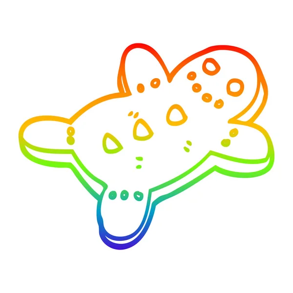 Rainbow gradient linje ritning tecknad pepparkakor man — Stock vektor