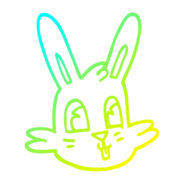 Koude gradiënt lijntekening cartoon Bunny gezicht — Stockvector