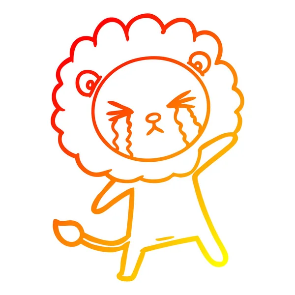 Meleg színátmenet vonal rajz rajzfilm sír oroszlán — Stock Vector