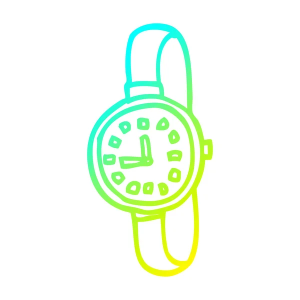 Línea de gradiente frío dibujo de dibujos animados reloj de pulsera — Archivo Imágenes Vectoriales