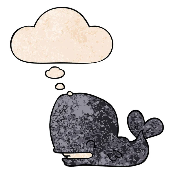 karikatür balina ve grunge doku desen tarzında düşünce balonu