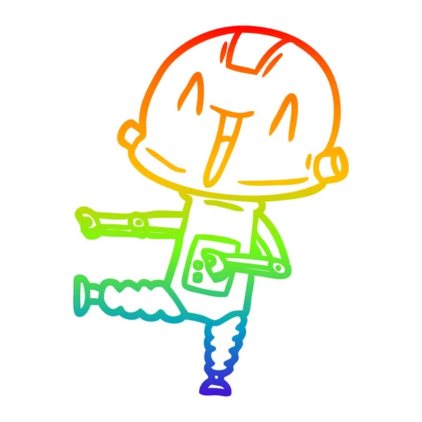 Rainbow gradient ligne dessin robot dessin animé — Image vectorielle