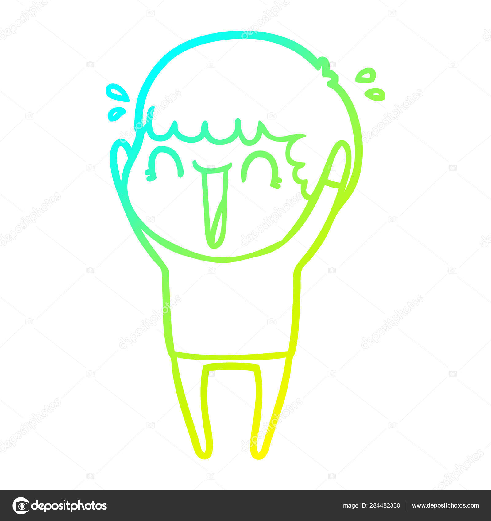 Froid Degrade Ligne Dessin Dessin Anime Homme Sautant De Joie Image Vectorielle Par Lineartestpilot C Illustration