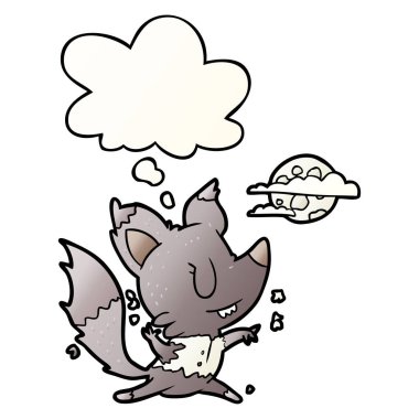 karikatür kurt adam ay ışığında değişen ve smo kabarcık düşünce