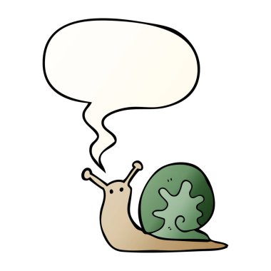 düzgün degrade tarzında karikatür salyangoz ve konuşma balonu