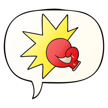 pürüzsüz degrade tarzında boks eldiven karikatür ve konuşma balonu