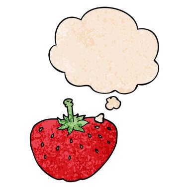 karikatür çilek ve grunge doku desen düşünce balonu 