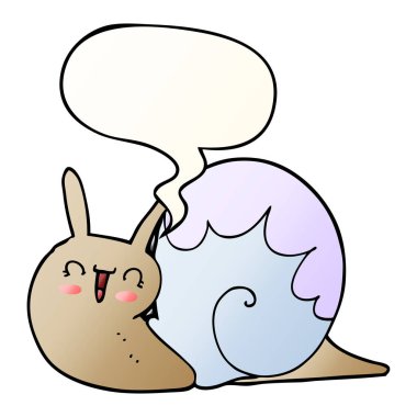 pürüzsüz degrade tarzında sevimli karikatür salyangoz ve konuşma balonu