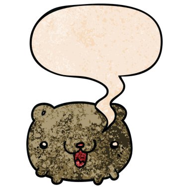 retro doku tarzında komik karikatür ayı ve konuşma balonu