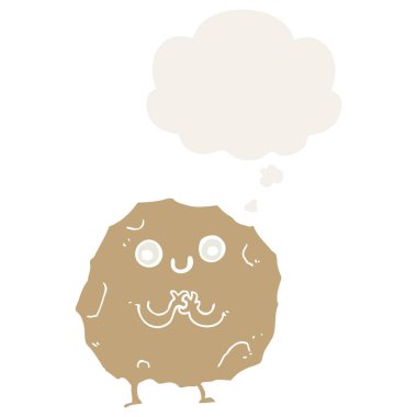 retro tarzında çizgi film rock karakteri ve düşünce balonu