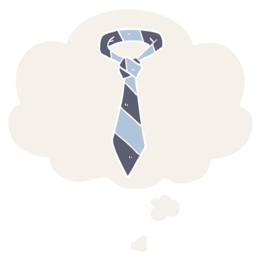 karikatür çizgili kravat ve retro tarzında düşünce balonu