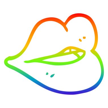 gökkuşağı gradyan çizgi çizim karikatür kırmızı dudaklar